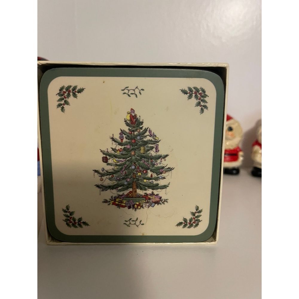 Spode Pimpernel Christmas Tree Coasters Set of 6 England with box